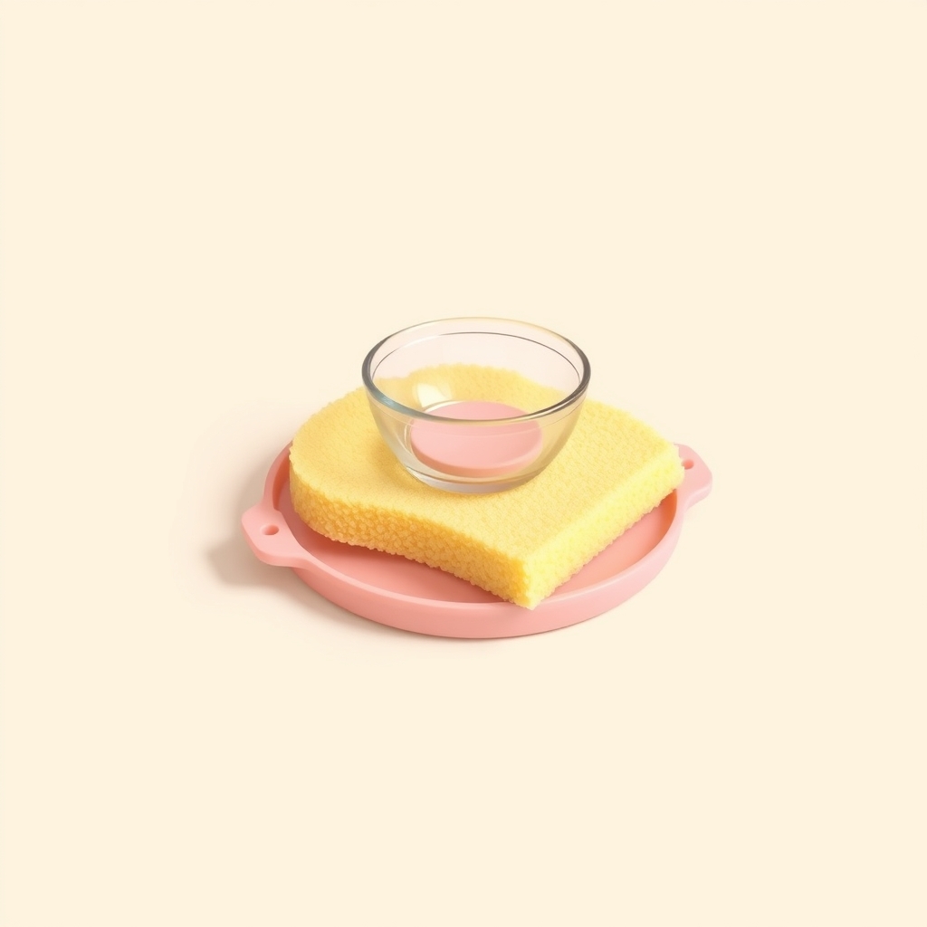 실리콘 흡착식판 김칫국물 얼룩 제거 주방 소품 일러스트